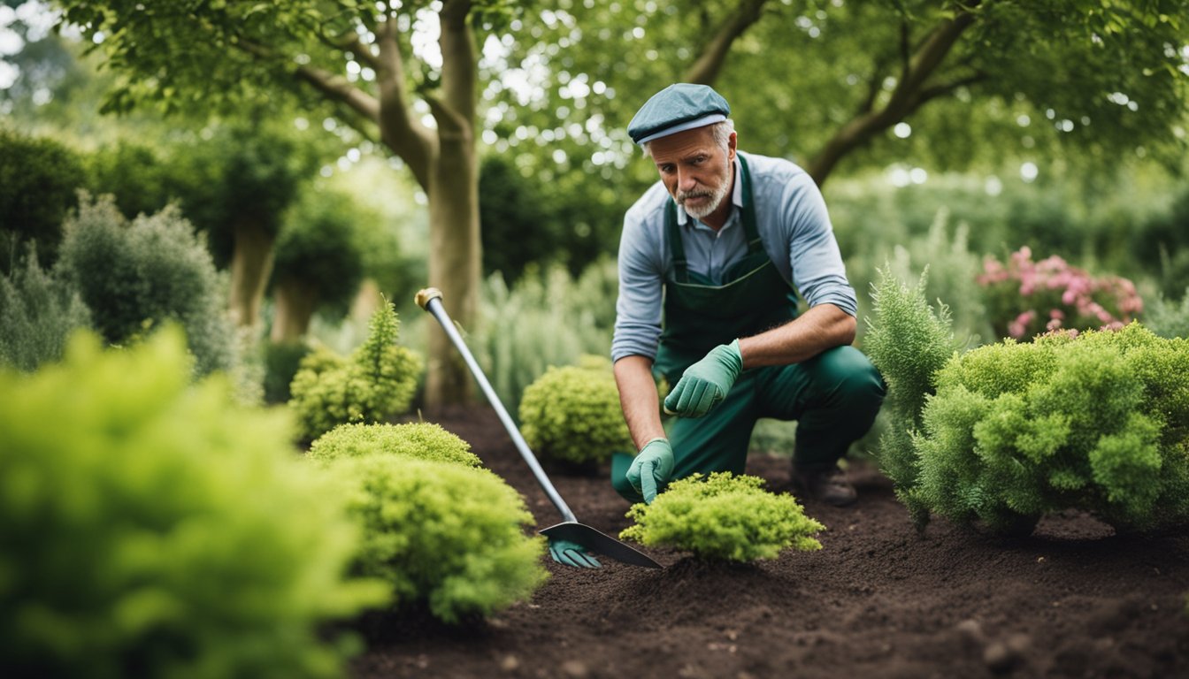 A gardener carefully selects and plants rare native UK trees in a special garden project, ensuring their proper care and maintenance