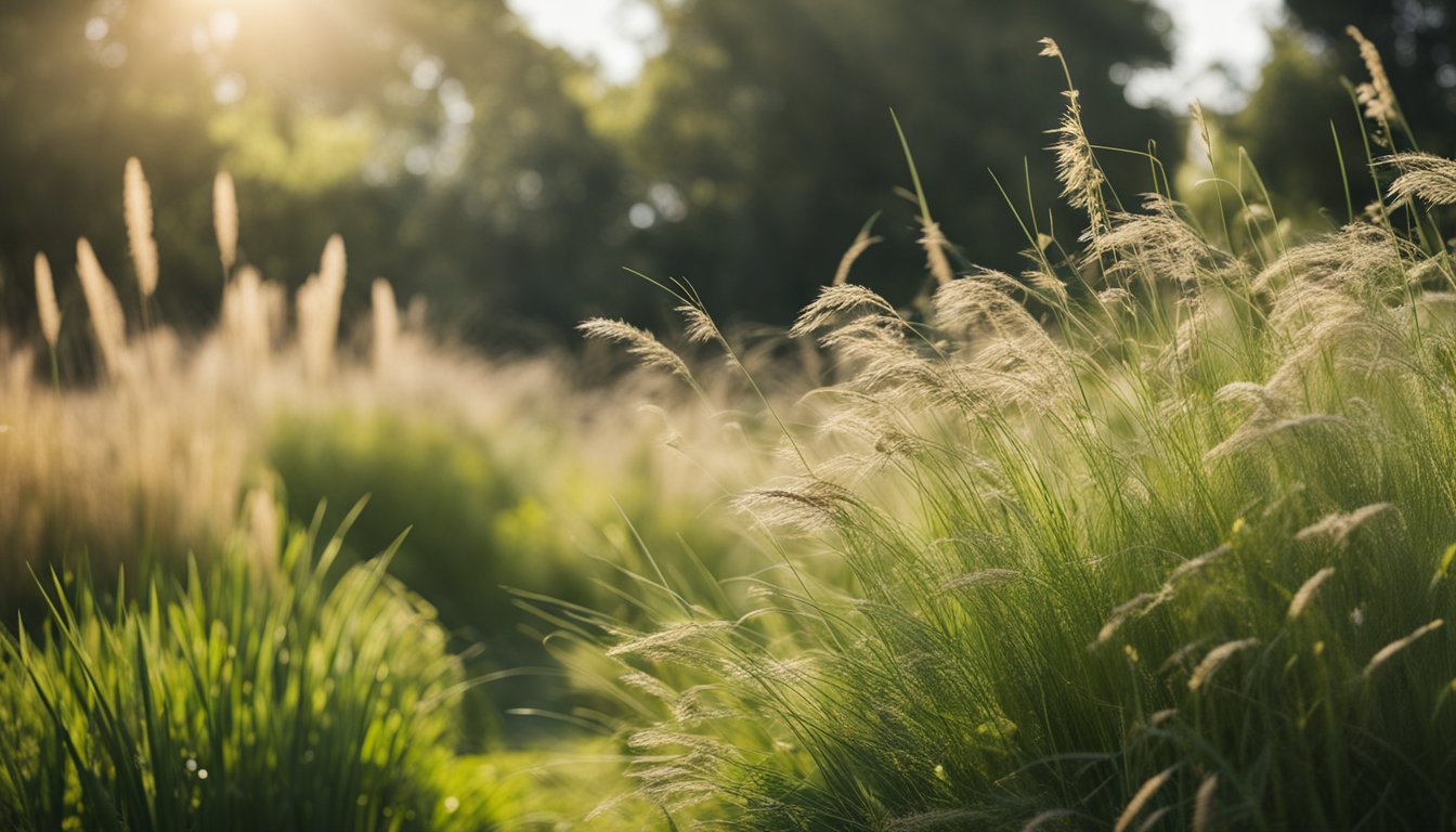 A garden with a variety of native UK grasses planted to control erosion, with a focus on selecting the right ones for the specific garden conditions